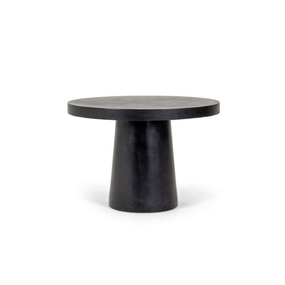 Cid Deso Dining Table, Black Concrete And Tapered Base, Round 43 Inch Top