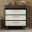 Meuble-lavabo autoportant moderne avec lavabo vasque en céramique et plateau en pierre frittée durable-125514754-125514755