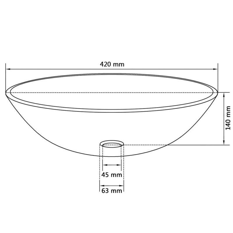 VidaXL Small Tempered Glass Countertop Sink, Noir