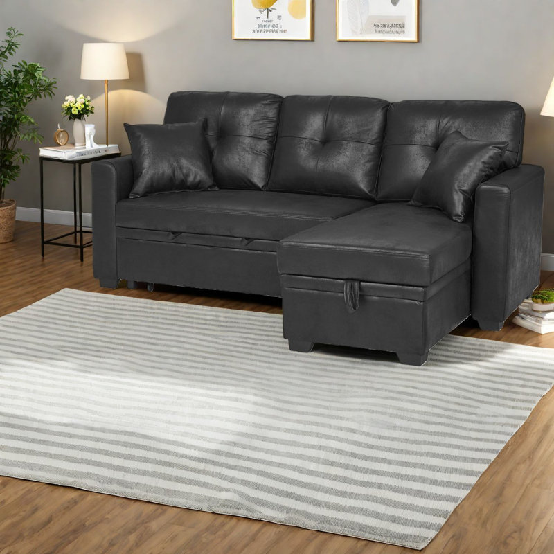 Canapé-lit modulaire avec rangement, canapé moderne en tissu de bois pour la maison