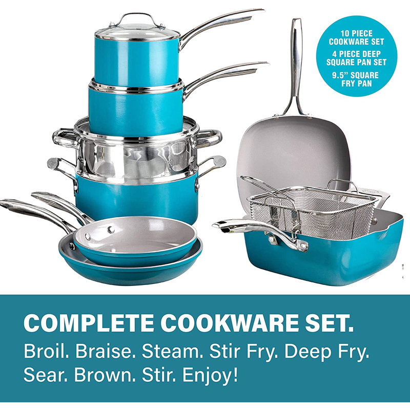Batterie de cuisine en cuivre et céramique antiadhésive de 20 pièces avec plats de cuisson Gotham Steel Original