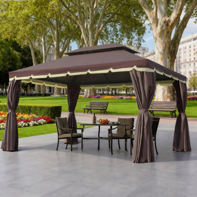 Pavillon de jardin en aluminium, double toit pour l'extérieur