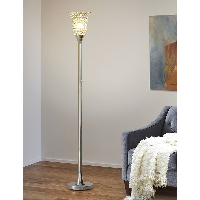 Lampe sur pied 72' crystals torchère sur pied, Chrome poli