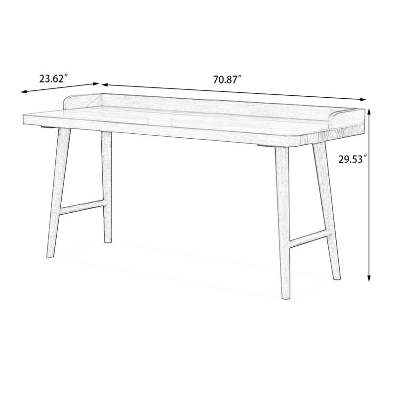 Walnut Rectangular Solid Wood desk, 29.53" H x 70.87" W x 23.62" D