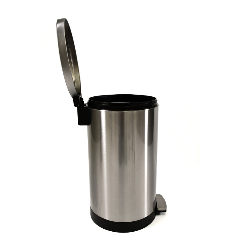 30 Liter Brushed Stainless Steel Cylindrical Step Trash Can