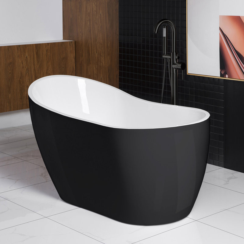 54'' x 28.37'' Soaking Acrylic Bathtub, Matte Black