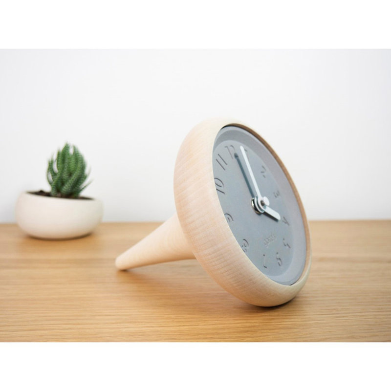 Analogue Maple Solid Wood Mechanical Tabletop Clock, White