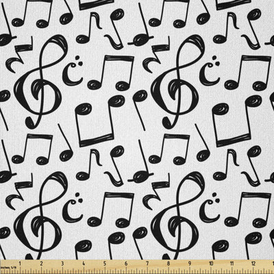 Dalida Sketchy Musical Notes and Melody Entertainment Fine Arts Theme Pattern Fabric