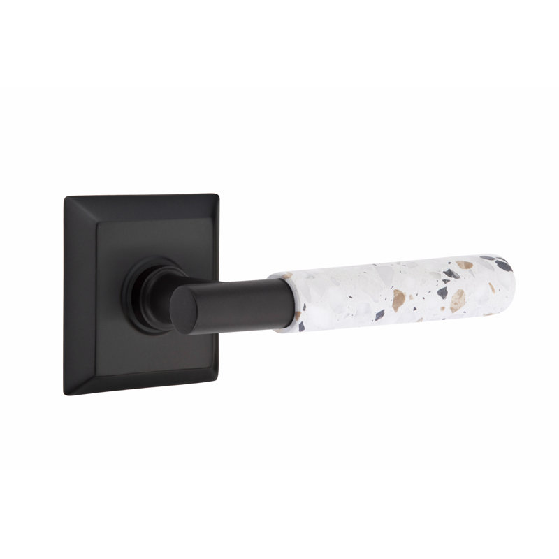 Emtek Select Privacy Leverset, Quincy Rosette, T-Bar Stem, Light Terrazzo Handle, LH, Universal/Reversible