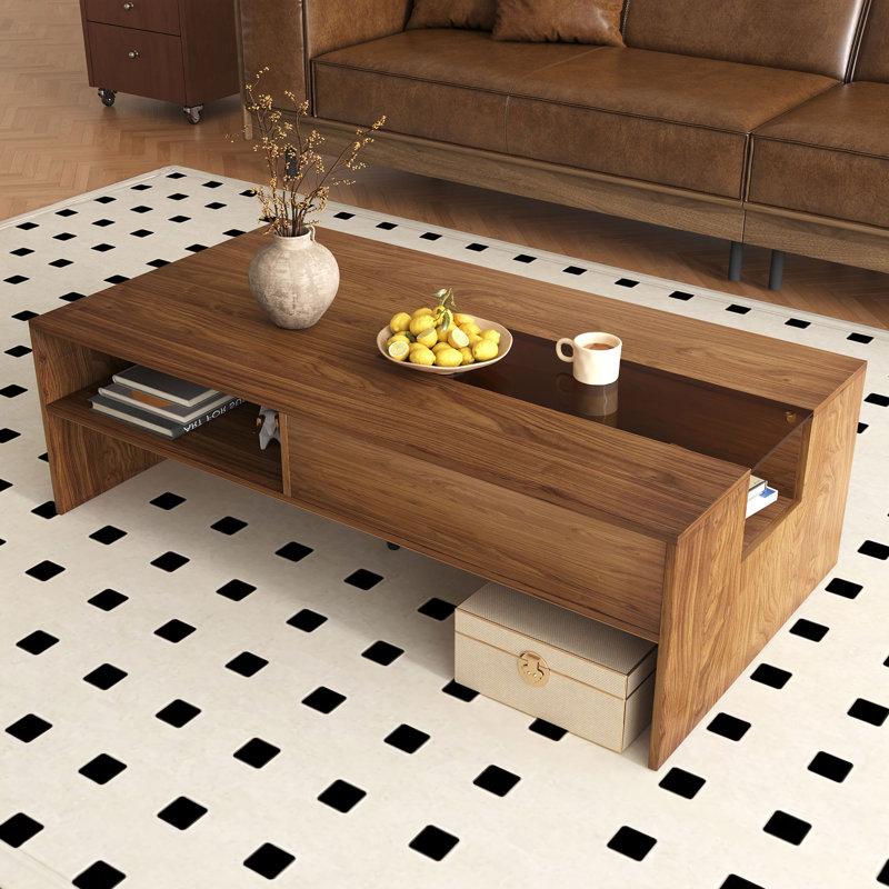 Table basse moderne 51 "avec lumière DEL, rangement caché et tablette ouverte