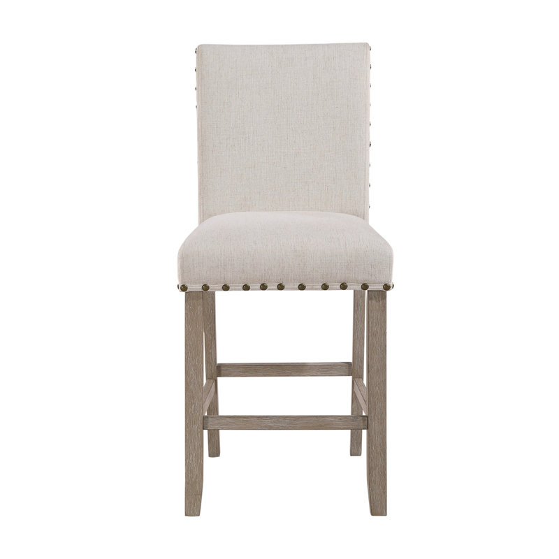 Tabouret de bar transitionnel (ensemble de 2), Siège beige / structure grise