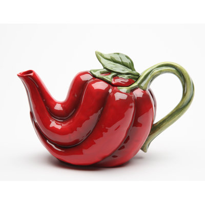 Ceramic Red Chili Pepper Teapot- 5"H