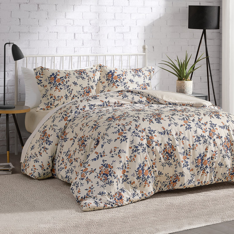 Lucky Brand Garden Floral Bouquet Reversible Comforter & Shams Bedding Sets, Twin Extra Long Comforter + 1 Standard Sham