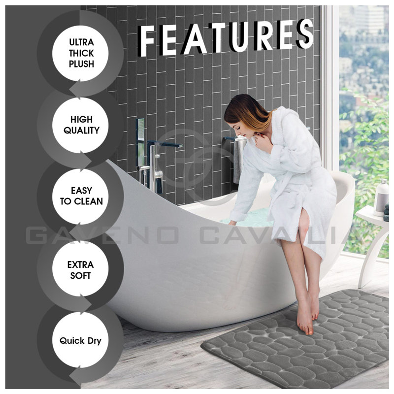 Memory Foam Non-Slip Bath Mat, Charcoal