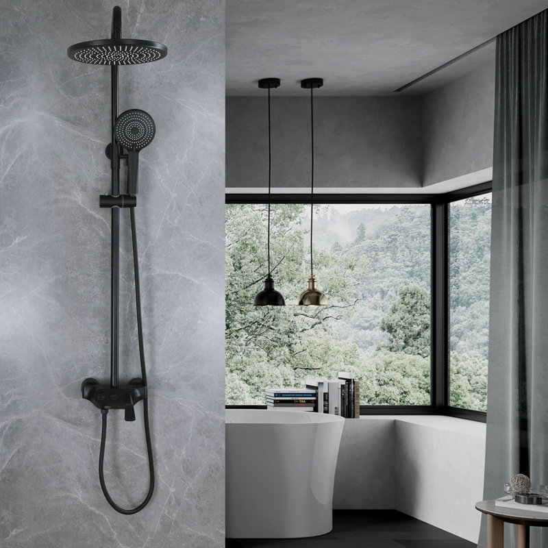 Pomme de douche et robinet de douche à poignée simple avec bec de baignoire