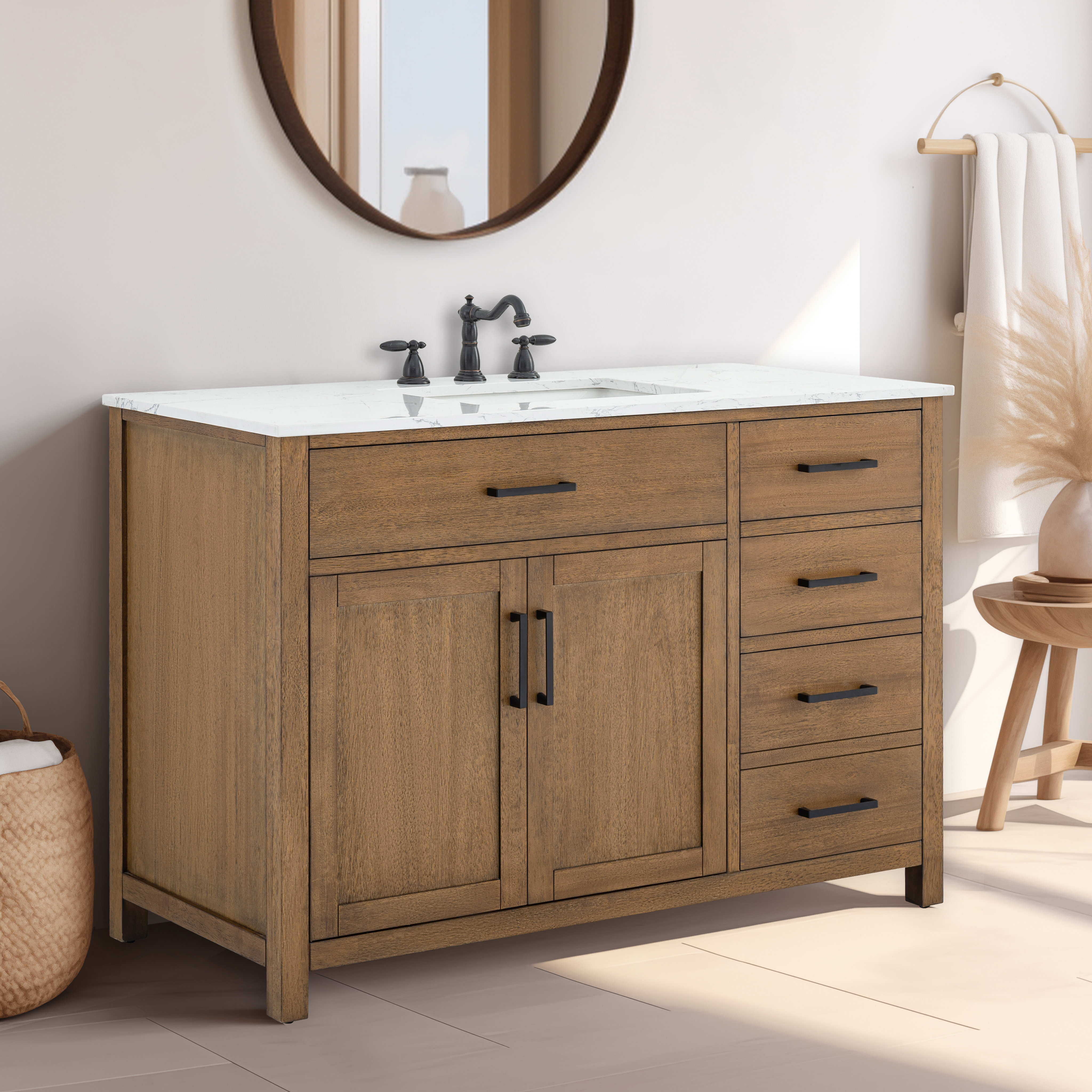Latitude Run® Tremolo 48" Single Bathroom Vanity With Engineered Marble ...