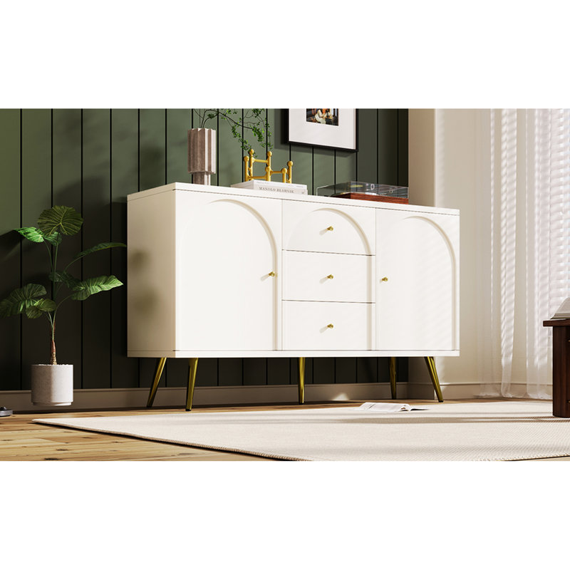 Armoire à trois tiroirs en métal à deux portes, couleur blanc crème pour une harmonie domestique