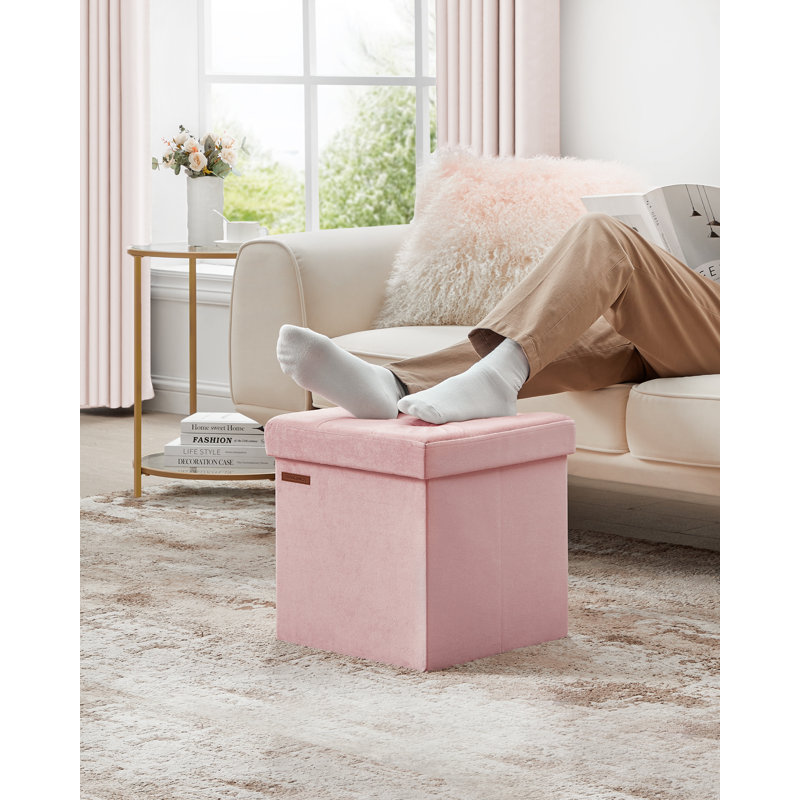 38x38x38cm 38cm Wide Rectangle Cube Ottoman with Storage, Pink