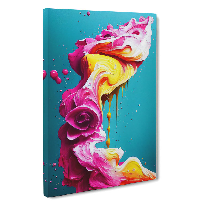 Paint Drip Flower No.3 Abstract - Wrapped Canvas, 60cm H x 40cm W x 3cm D