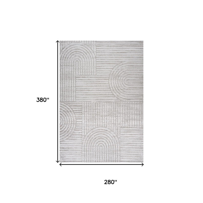9' X 12' Gray And Ivory Abstract Area Rug