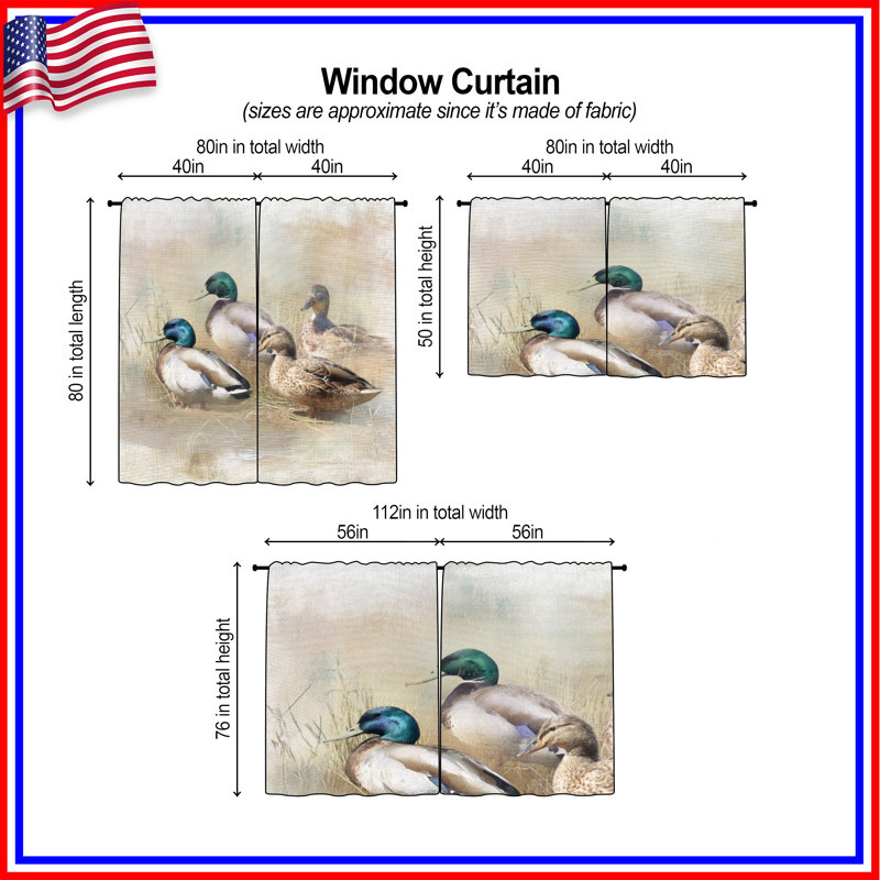 Rideaux obscurcissant Mallard Ducks In Field - 2 panneaux, 40 po x 80 po - 2 panneaux, Obscurcissement de chambre