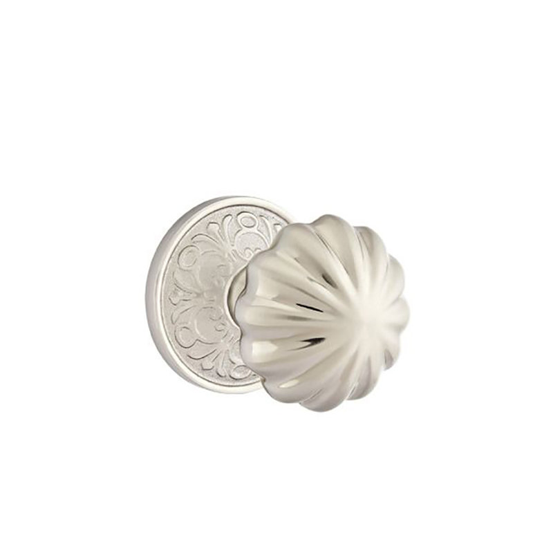 Passage Melon Knob with Lancaster Rose, Satin Nickel