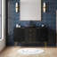 Meuble-lavabo 48 po avec lavabo rond en verre noir transparent