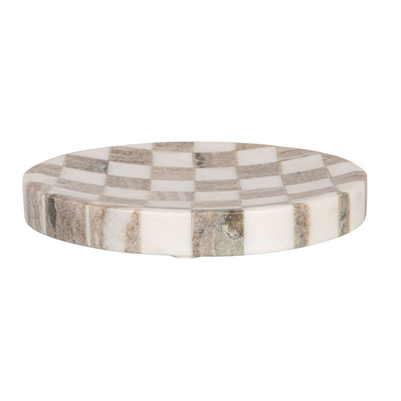 Round Marble Checkered Cheese And Serving Tray