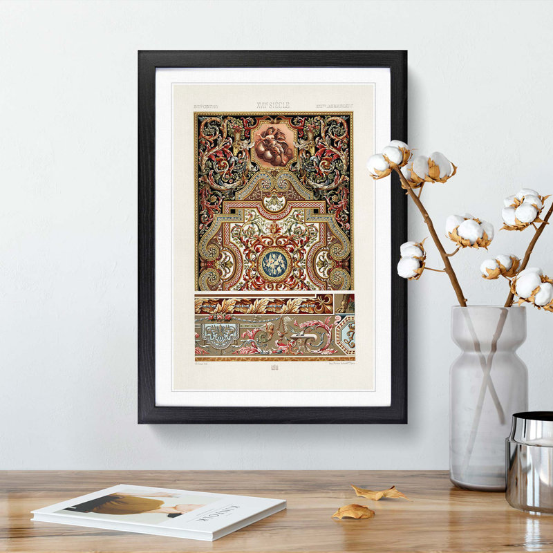A 17th Century Pattern by Albert Racinet - Picture Frame Painting Print, 48cm H x 36cm W x 2cm D, Black Framed