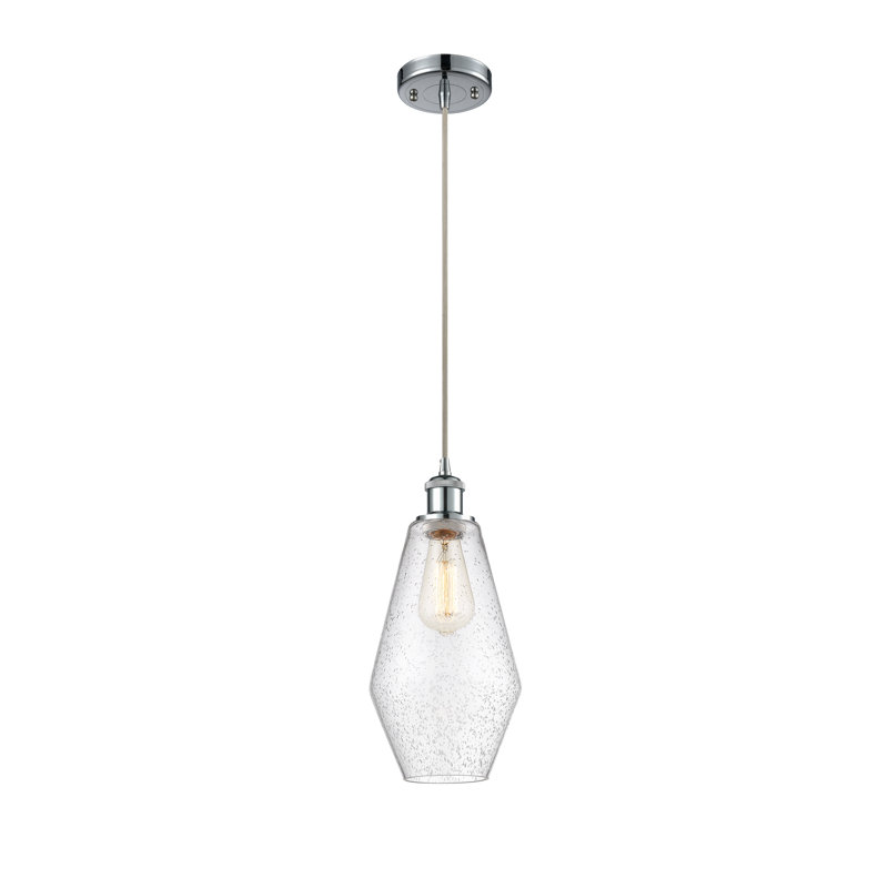 Luminaire suspendu simple à 1 lumière Gabbie, Chrome poli