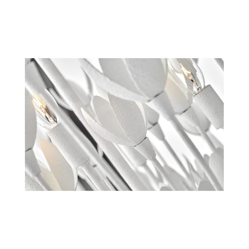 Flora White Textured Plaster Six-Light Handmade Chandelier