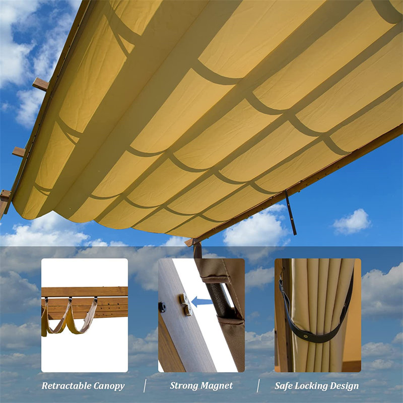 Pergola rétractable en aluminium Raphael, Doré
