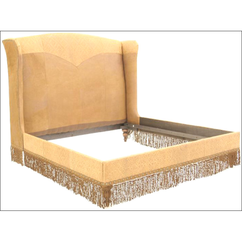 Upholstered Wingback Bed, Sport Hazel, French Dark Chocolate