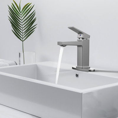 Robinet de salle de bain 1 poignée en nickel brossé Exquis