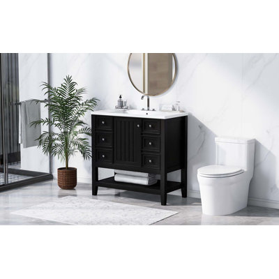 Ensemble de meuble-lavabo 36 po avec lavabo, 1 armoire et 3 tiroirs