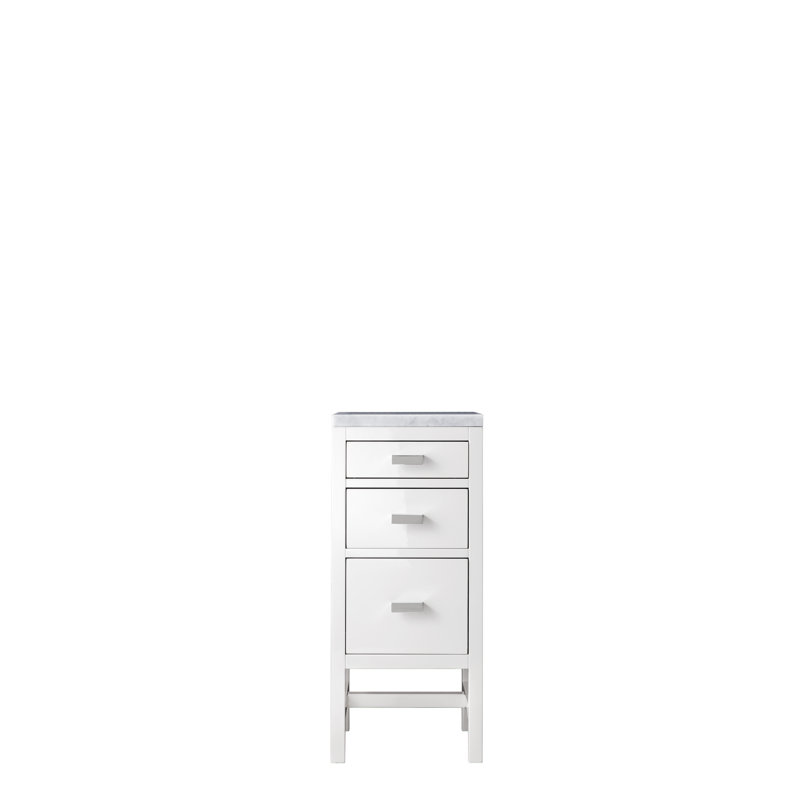 Addison 15" W Bathroom Cabinet, Carrara White, Glossy White