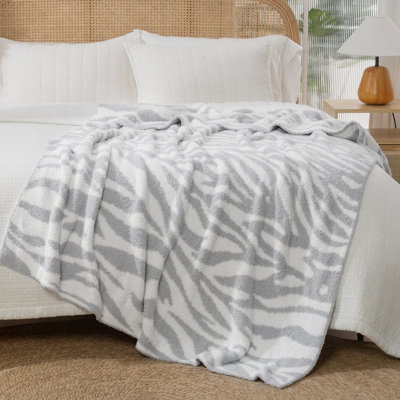 Super Soft Zebra Knit Throw Blanket for Couch