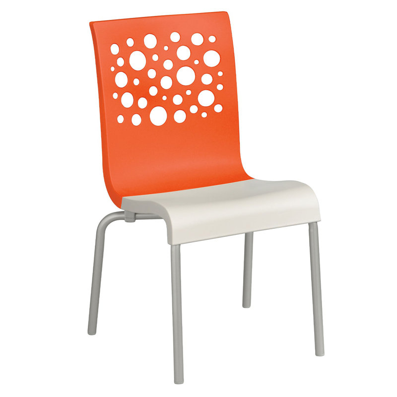 Chaise de salle à manger d'extérieur empilable, Blanc