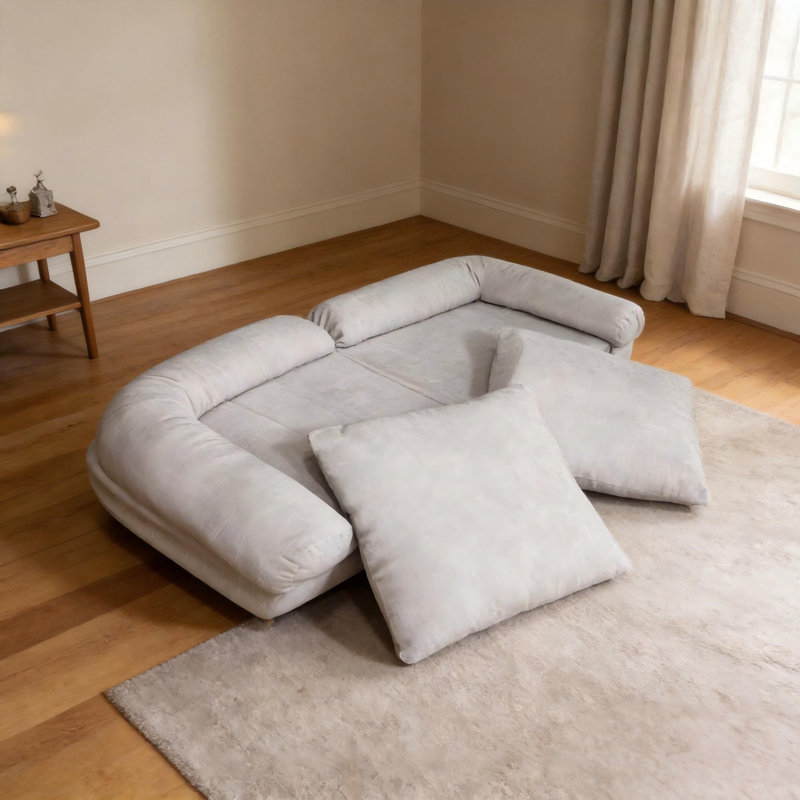Fauteuil à billes convertible ajustable et pliable pour adultes, multi-usage pour dortoir | blanc cassé | Profondeur du siège 63,78
