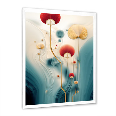 «Tender Awakening In Retro Blue and Red», reproduction d'art sur toile géométrique moderne