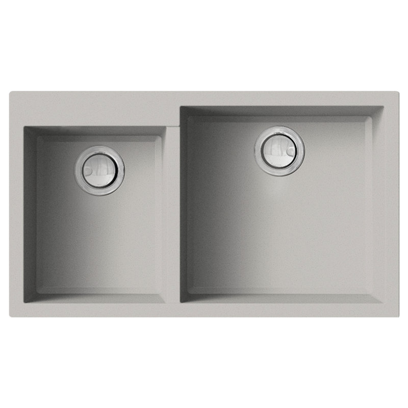 32.83'' L Double Bowl Granite Kitchen Sink, Cafe Latte