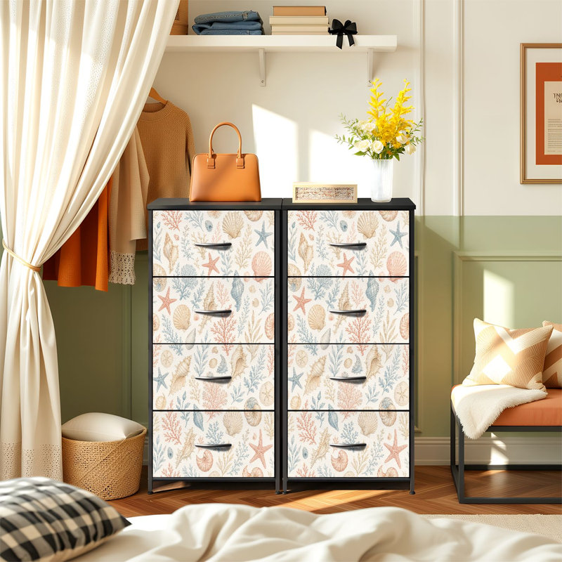 Commode de rangement verticale 4 tiroirs Seashell