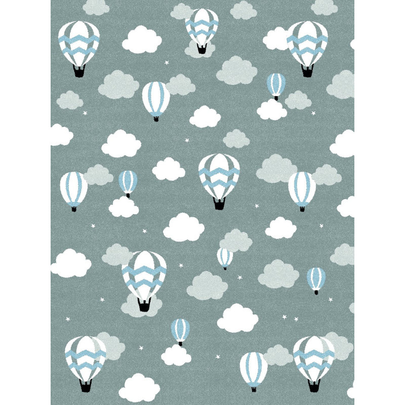 Tapis décoratif intérieur/extérieur vert/blanc candis, Rectangle 5 pi 2 po x 7 pi 5 po