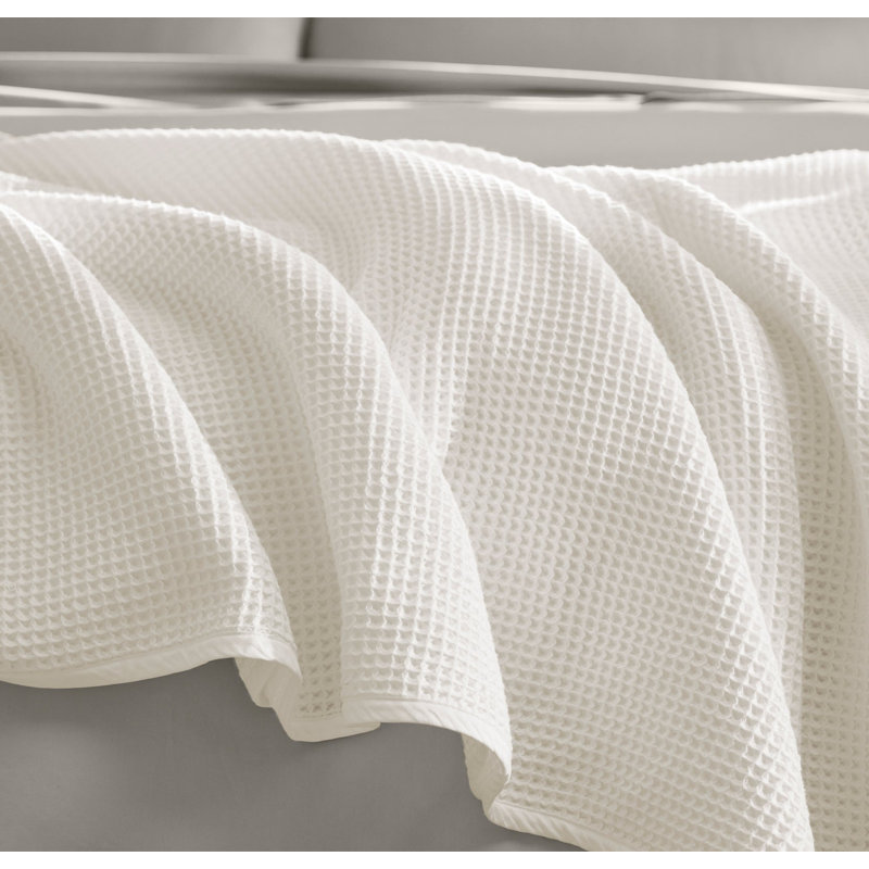 Waffle Bed Blanket, White, King