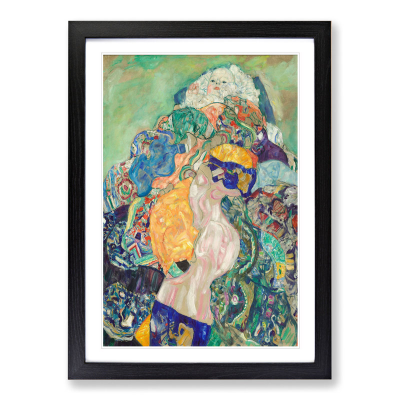 Baby Cradle by Gustav Klimt - Picture Frame Painting, Black, 48cm H x 36cm W x 2cm D