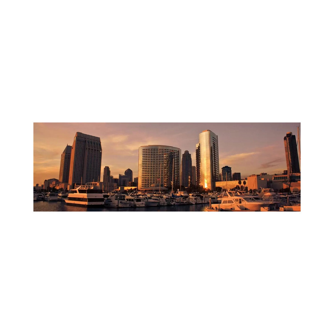 San Diego Panoramic Skyline Cityscape - Wrapped Canvas Panoramic Photograph