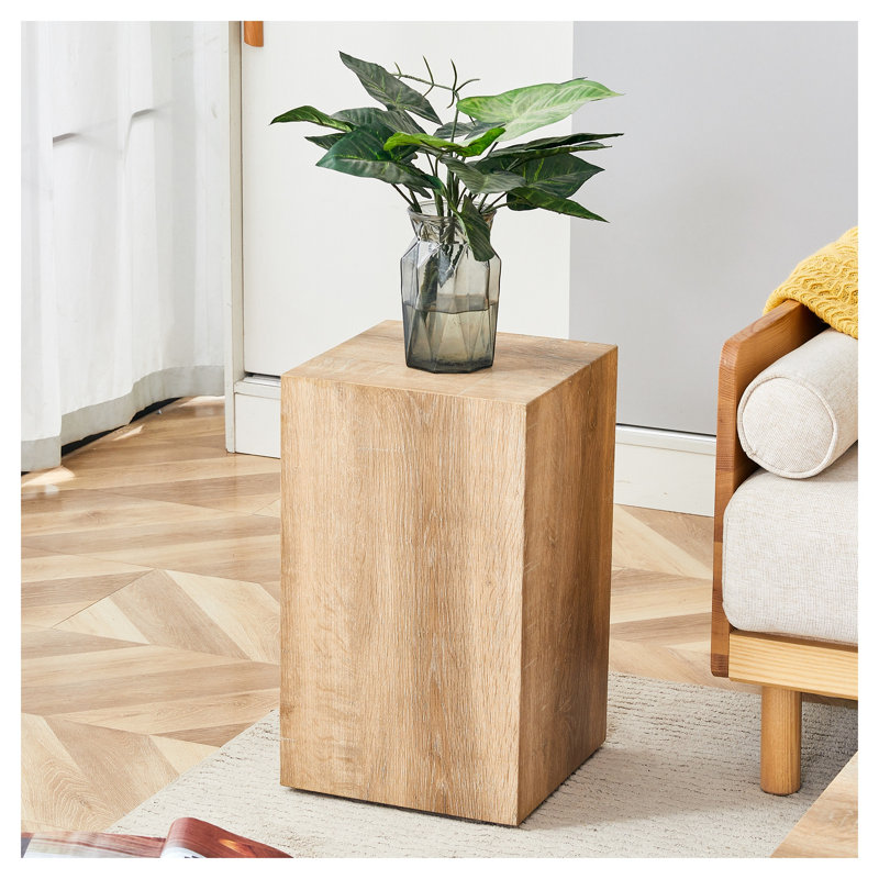 Table d'appoint moderne en MDF avec fini grain de bois naturel, 30 x 30 cm, idéale pour le salon.