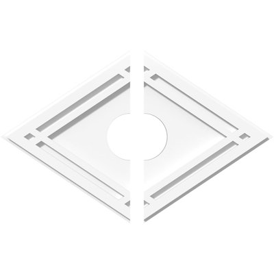22"W x 14 5/8"H x 4"ID x 7 3/4"C x 1"P Diamond Architectural Grade PVC Contemporary Ceiling Medallion, Two Piece