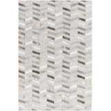 Medora Leather Chevron Area Rug in Khaki/Brown