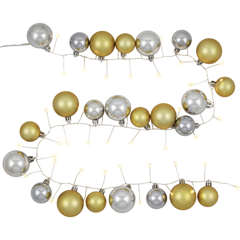 Ornament String Christmas Lights - Warm White LED - 3' Clear Wire - 10Ct, Silver